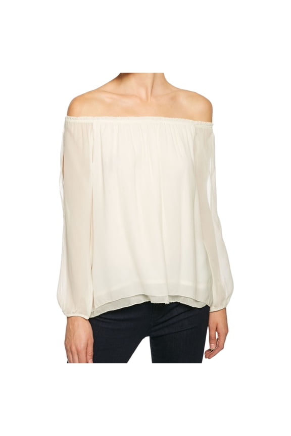 Clothing Womens Textured Pullover Blouse, Off-White, X-Small