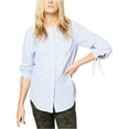 thumbnail image 1 of Sanctuary Clothing Womens Tie Sleeve Button Up Shirt, Blue, X-Large, 1 of 1