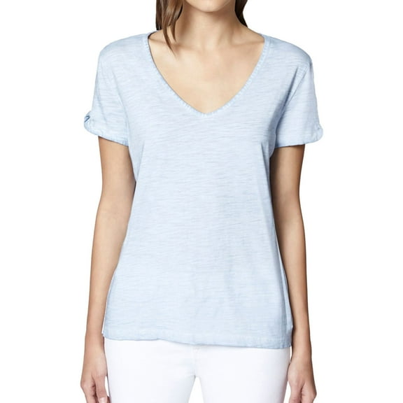 Sanctuary Clothing Womens Twist Sleeve Basic T-Shirt, Blue, Large