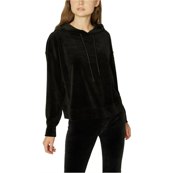 Sanctuary Clothing Womens Velour Hoodie Sweatshirt, Black, Large