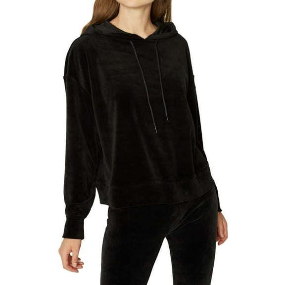 Sanctuary Clothing Womens Velour Hoodie Sweatshirt, Black, Small