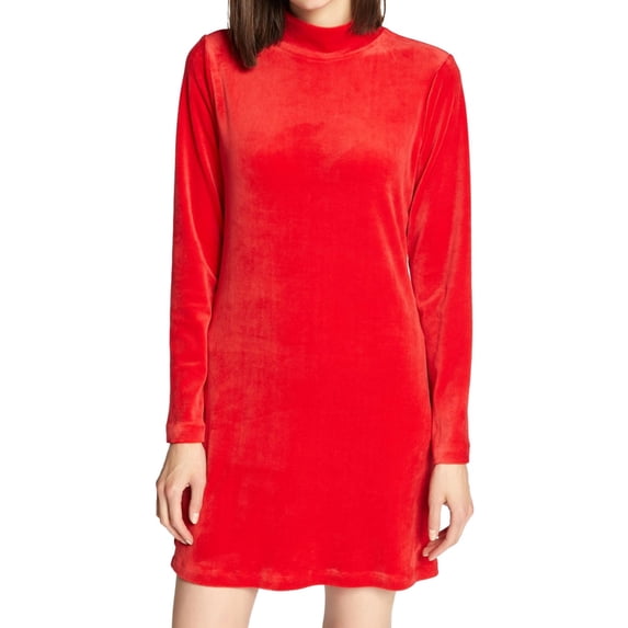 Sanctuary Clothing Womens Velour Shift Dress, Red, Juniors, Large