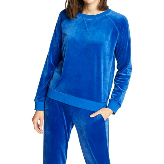 Sanctuary Clothing Womens Velour Sweatshirt, Blue, Medium