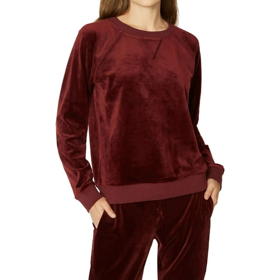 Sanctuary Clothing Womens Velour Sweatshirt, Red, Small