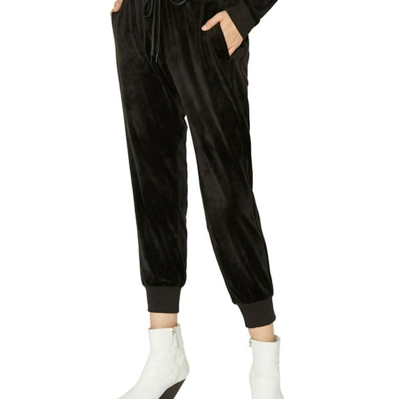 Sanctuary Clothing Womens Velour Track Casual Jogger Pants, Black, Large