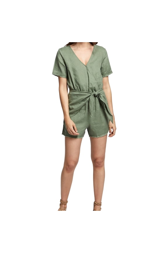 Clothing Womens Wrap Romper Jumpsuit, Green, Small