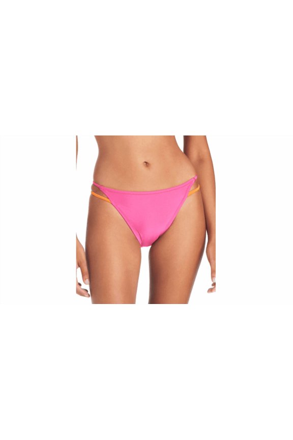 Contrast Side Strap Pink Bikini Bottoms, Women's