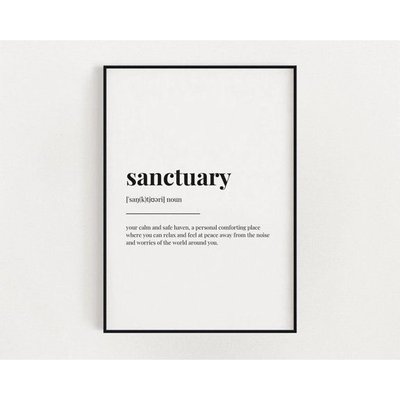 Sanctuary Definition Meaning, Wall Art, Home Decor, Print Home Decor #3699, Unframed Canvas Size 12x18