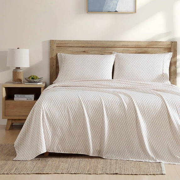 Sanctuary Home 4-Piece Printed and Solid Microfiber Sheet Set Dusty Coral - Queen