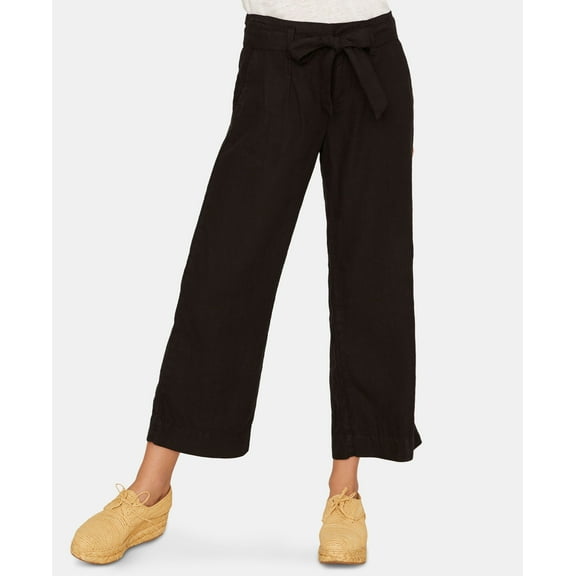 Sanctuary Inland Linen Solid Crop Capri Pants Black 28