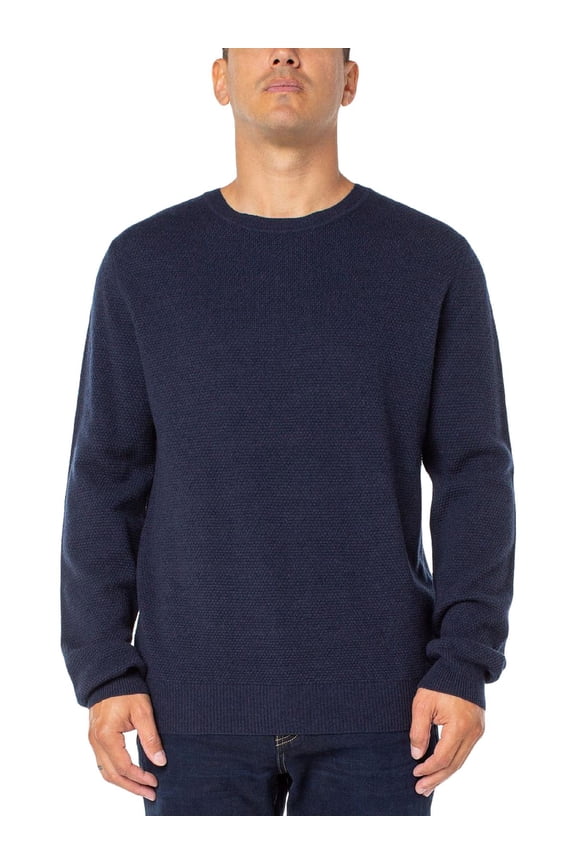 Mens Textured Crewneck Sweate Evening Blue L