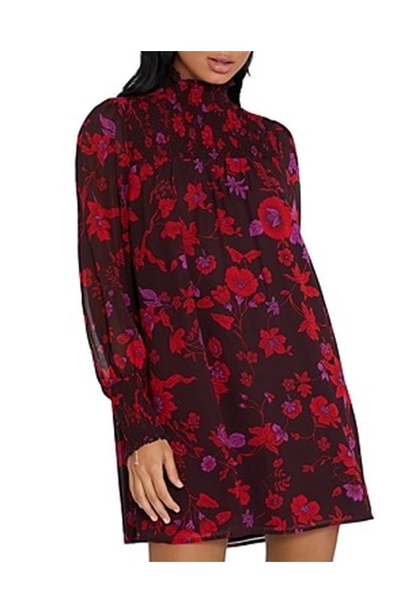 NIGHT WISH Sparks Fly Printed Smocked Shift Dress, US X-Large