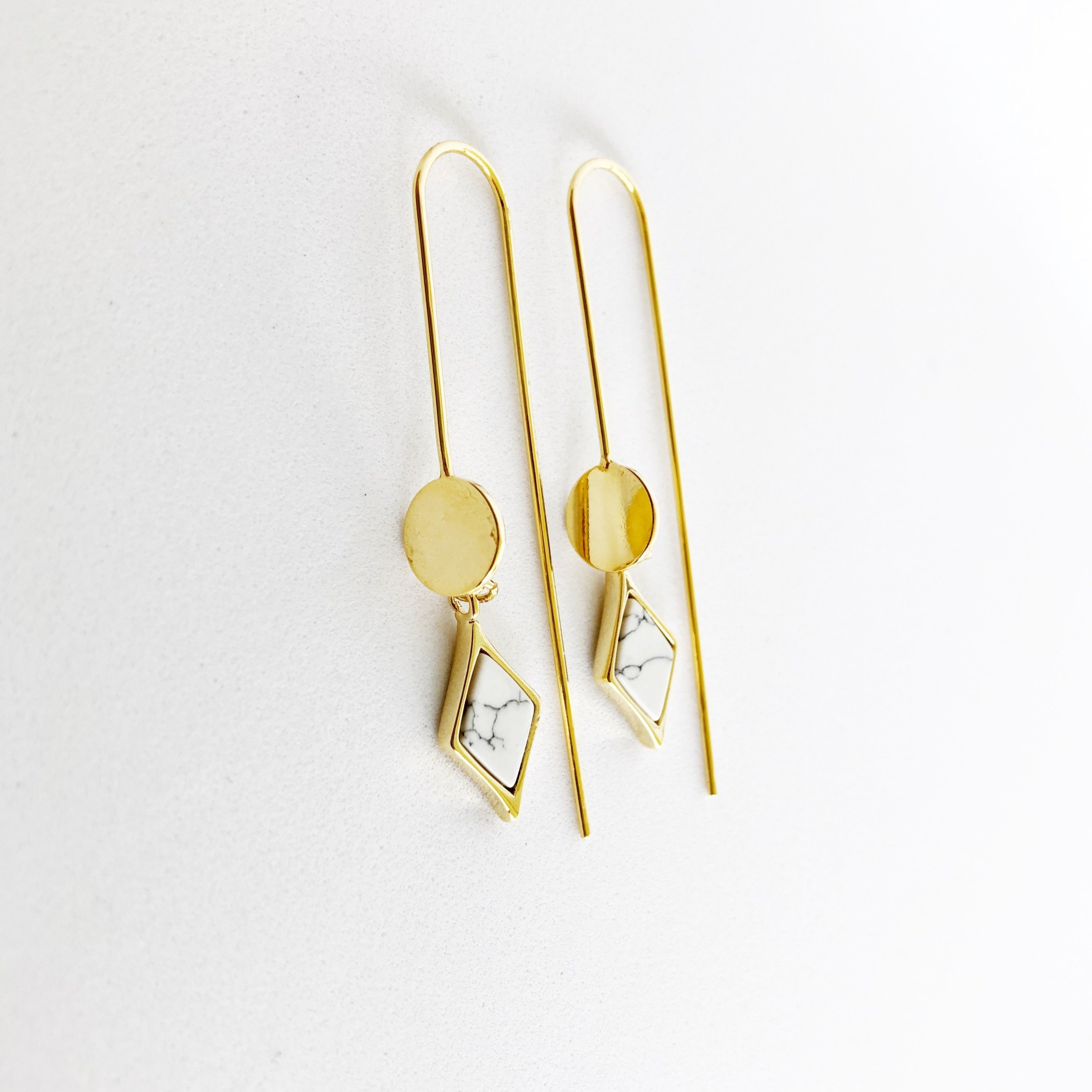 Sanctuary Project by sanctuaire Marble Geo Drop Earrings Gold