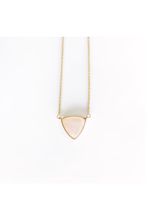 Sanctuary Project by sanctuaire Rose Quartz Triangle Statement Pendant Necklace Light Pink