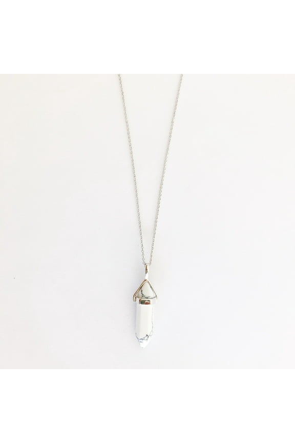 Sanctuary Project by sanctuaire Semi Precious White Howlite Crystal Pendant Necklace Silver