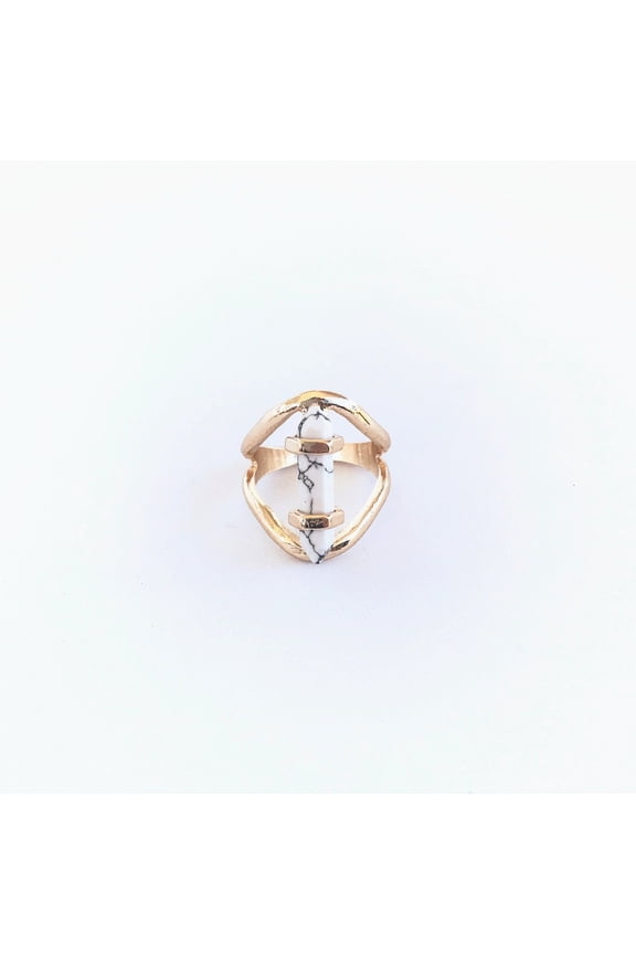 Sanctuary Project by sanctuaire Semi Precious White Howlite Crystal Ring Gold