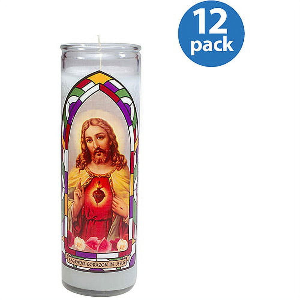 Sanctuary Sacred Heart of Jesus Religious Candle, White, 12pk