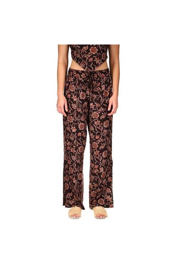 Side Slit Wide-leg Pants In Dusk Flora - S