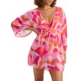 thumbnail image 1 of Sanctuary Swim Womens Shell Abstract Cover-Up Dress Style-SASA23801 Swimsuit, 1 of 2