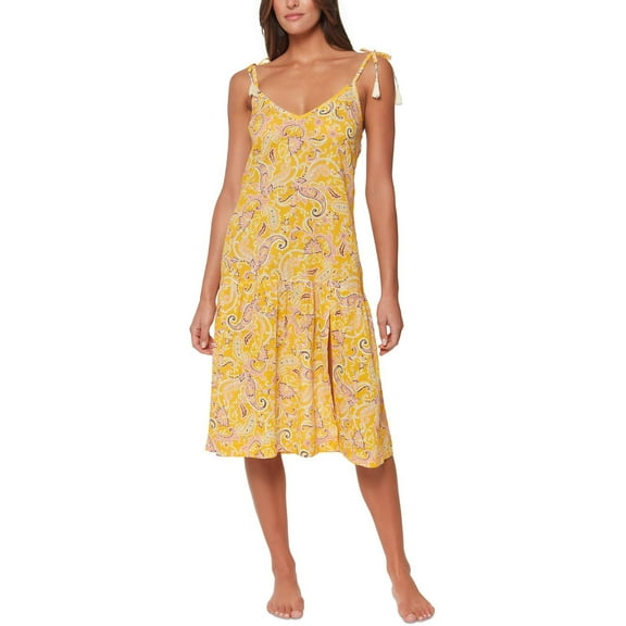 Sanctuary Women's Details Tie Strap Coverup Dress Swimsuit Yellow Size Small