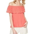 thumbnail image 1 of Sanctuary Women's Eyelet Off-Shoulder Popover Blouse Pink XL, 1 of 2