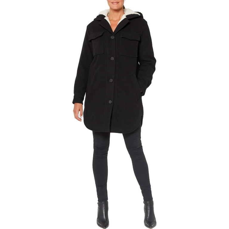 Sanctuary Women s Faux Fur Lined Mid Length Jacket with Attached Hood