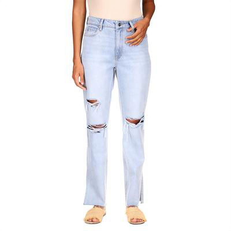 No Boundaries Juniors' Low Rise Extended Tab Flare Jeans, Sizes 1
