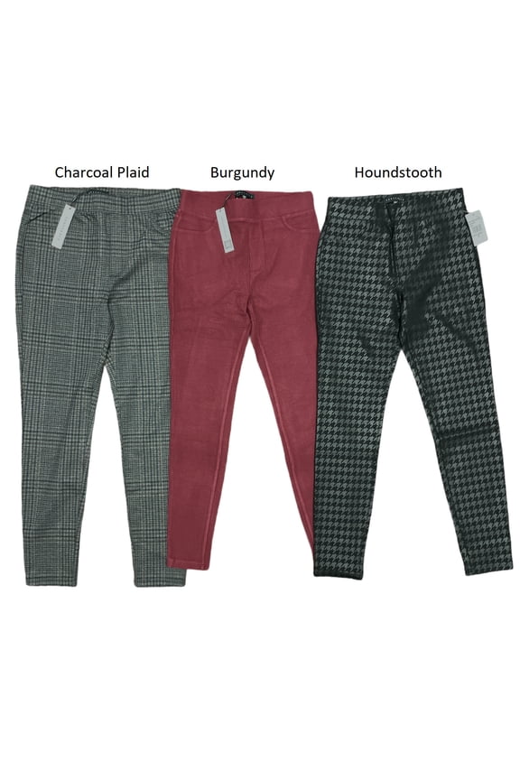 Women's Pull On Runway Skinny Legging Pants w/ Back Pockets (Burgundy, S)