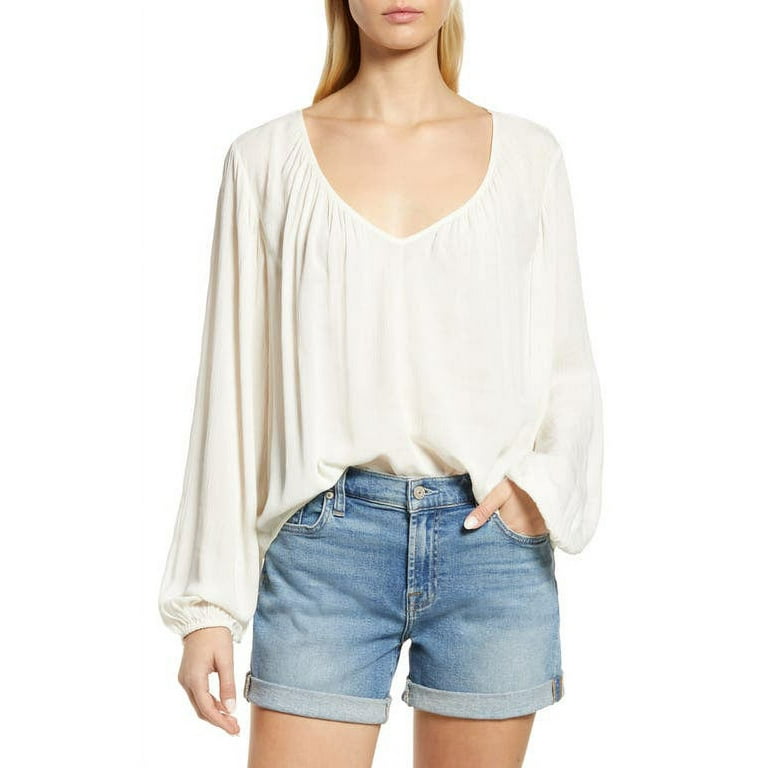 Sanctuary Women's Relaxed High low Blouse White Size X-Small