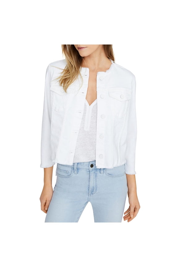 Womens Addie Cropped Spring Denim Jacket White XL