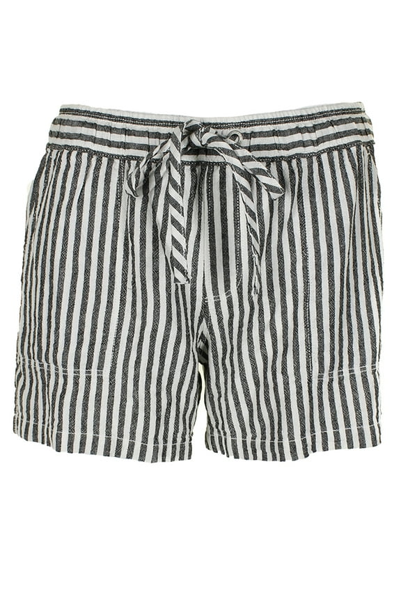 Womens Black White Drawstring Waist Vertical Stripe Shorts XS