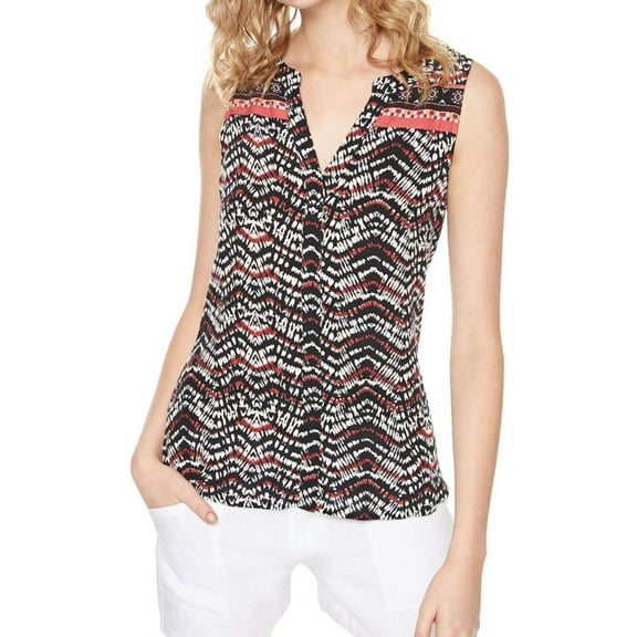 Sanctuary Womens Border Craft Printed Split Neck Tank Top