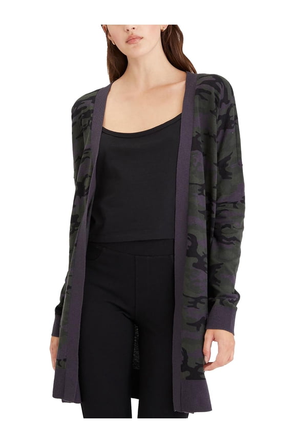 Womens Camouflage Open Front Cardigan Sweater