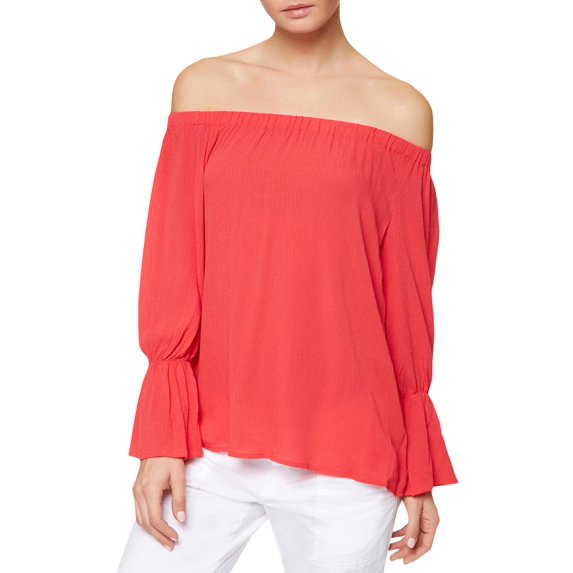 Sanctuary Womens Charlotte Off The Shoulder Bell Sleeves Casual Top
