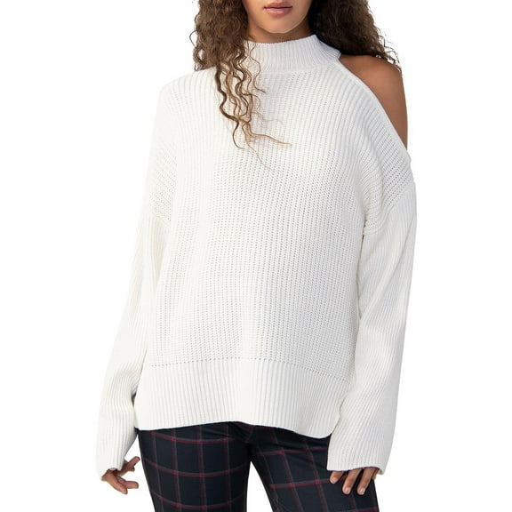 Sanctuary Womens Cold Shoulder Cut-Out Mock Turtleneck Sweater