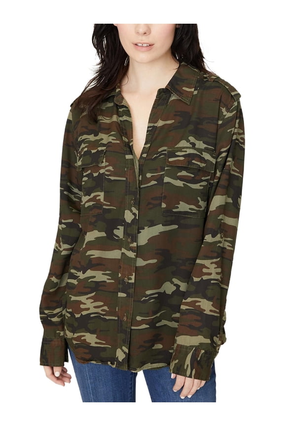 Womens Conroy Surplus Tencel Camouflage Button-Down Top