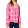 thumbnail image 1 of Sanctuary Clothing Womens Plaid Pullover Blouse, Pink, X-Small, 1 of 2