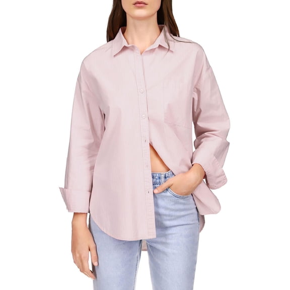 Sanctuary Womens Cotton Collared Button-Down Top