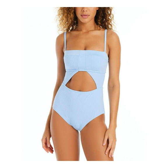 Sanctuary Womens Cut-Out Ribbed One-Piece Swimsuit