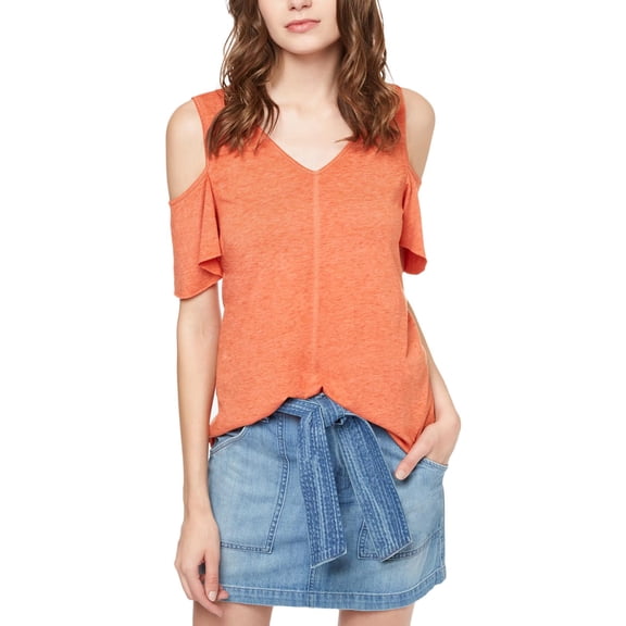 Sanctuary Womens Dahlia Jersey Cold Shoulder Casual Top