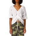 thumbnail image 1 of Sanctuary Womens Eyelet Ruched Blouse White M, 1 of 2