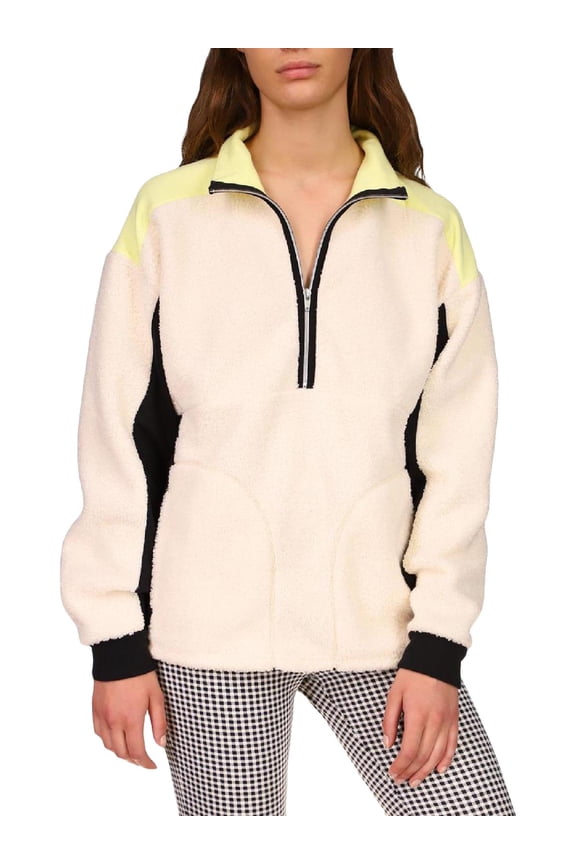 Womens Fireside Shearling Colorblock 3/4 Zip Pullover
