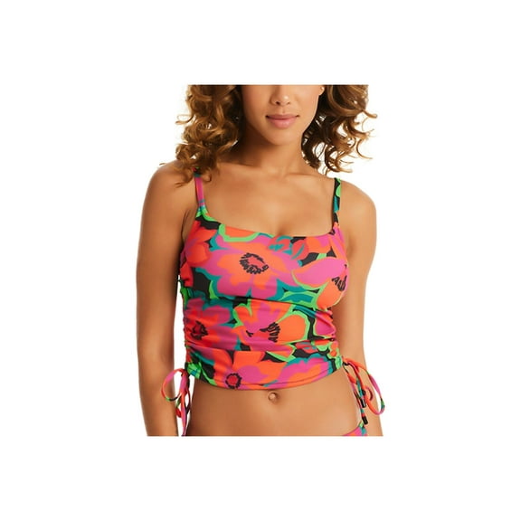 Sanctuary Womens Floral Print Side Tie Tankini Swim Top