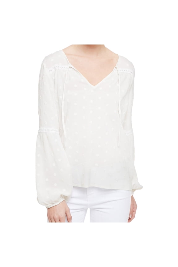 Clothing Womens Peasant Knit Blouse, White, Juniors, Small