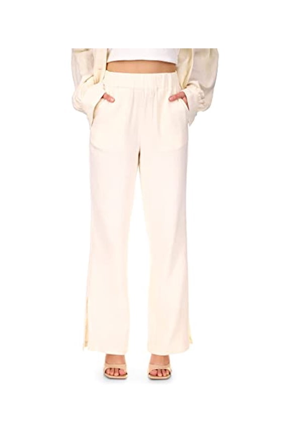 Womens Gauze Mid-Rise Straight Leg Pants
