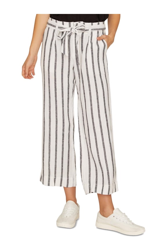 Womens Inland Linen Blend Striped Cropped Pants