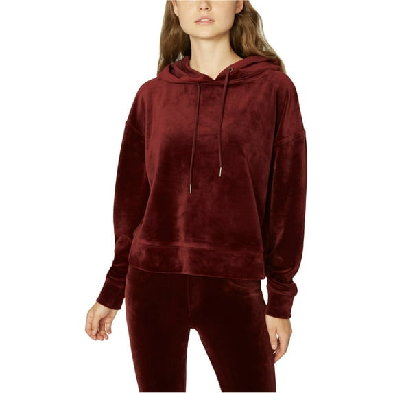 Sanctuary Clothing Womens Velour Hoodie Sweatshirt, Red, X-Large