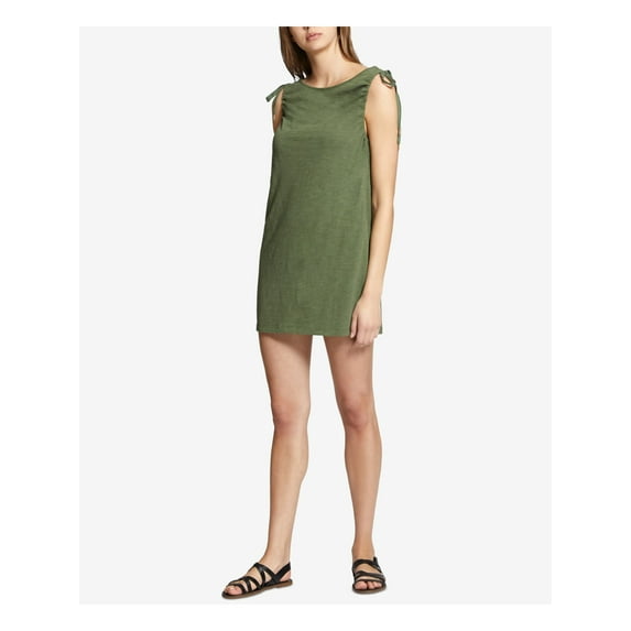 Sanctuary Clothing Womens Midsummer Tie Shoulder Shirt Dress, Green, Medium