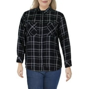 Sanctuary Womens New Generation Plaid Boyfriend Blouse