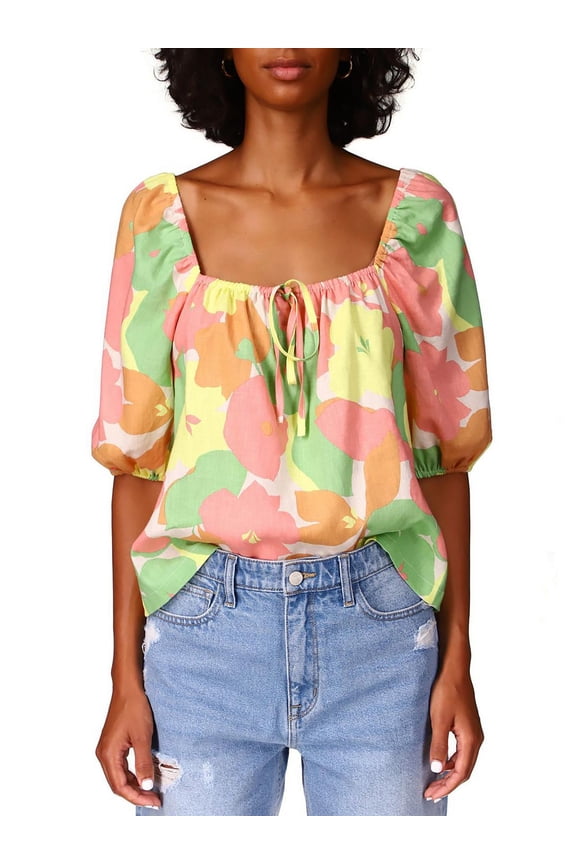 Womens Printed Square Neck Blouse